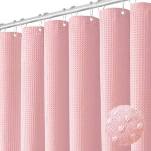 lot 4956 image: Dynamene Extra Long Shower Curtain - 84 Inch Long Waffle Weave Heavy Duty Fabric Bathroom Shower Curtain, Neutral Weighted Hotel Thick Bath Curtain Set with 12 Plastic Hooks,72x84, Pink