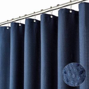 lot 4958 image: Dynamene Thick Fabric Shower Curtains for Bathroom - Waffle Weave Heavy Duty, 256GSM Hotel Spa Luxury Weighted Polyester Cloth Bath Curtain Set with 12 Plastic Hooks,72x72, Navy Blue
