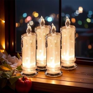 lot 4962 image: HAIDOLIANG 4PCS White LED flameless Candles (D2.5 x H7),LED Pillar Candles, Battery OperatedIncluded, Velas artificiales para decoracion for Valentines Day Wedding Birthday Decorations