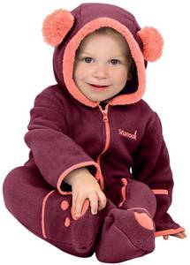 lot 4972 image: Snonook Fleece Baby Jacket Unisex Baby Pram with Attached Hood, Fold-Over Mittens &amp Footies - Baby Winter Suit - Fleece Baby Bunting Bodysuit, Dark Rasberry, 612 Months