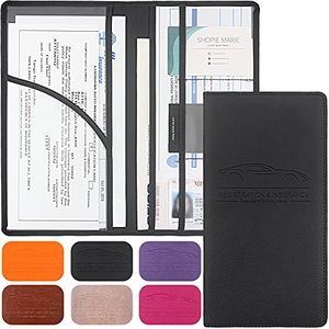 lot 4977 image: Premium Leather Car Registration & Insurance Card Holder with Magnetic Shut - For Documents, Cards, License