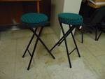 (2) green upholstered folding bar stools