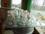 Large lot of glass stem ware, over 40 pieces, some hand painted!