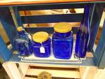 (4) ct. lot Cobalt Blue glass bottle and cannisters