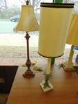 (2) metal candlestick style table lamps w/ shades