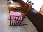 Wooden Rocking Chair with gingham upholstered seat, 16