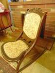 Wooden Rocking chair with embroidered seat and back