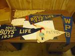 (5) ct. lot Boy Scout banners; 100% Boys Life 1939, 1947, 1948, 