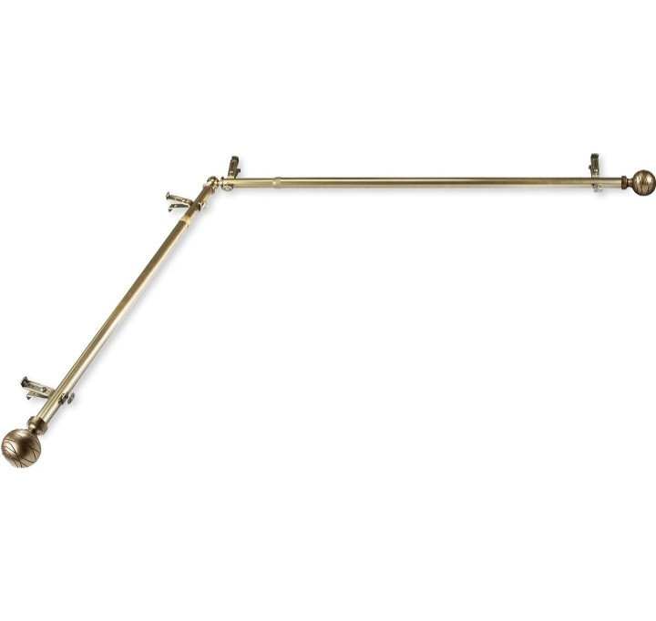 lot 27569 image: Rod Desyne Arman Corner Window Curtain Rod 1316 inch dia. 66-120 - Antique Brass