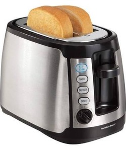 lot 10016 image: Hamilton Beach Keep Warm 2 Slice Toaster, Silver with Black (22811)