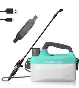 lot 10019 image: HAUSHOF 1.35 Gallon5L Battery Powered Sprayer, Weed Sprayer Battery Operated, Garden Sprayer, Rechargeable Power Sprayer for Lawn, IndoorOutdoor Plant, with Adjustable Nozzles and Shoulder Strap