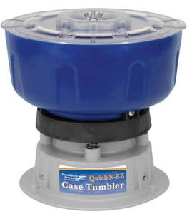 lot 10024 image: Frankford Arsenal Quick-N-EZ Vibratory Case Tumbler with 220V International Plug for Dry Brass Cleaning and Reloading, Blue Gray