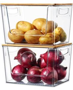 lot 10043 image: 2 Set Stackable Storage Pantry, Kitchen Counter Organizer Basket for Fruit, Produce, Vegetable Onion, Potato