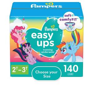 lot 10050 image: Pampers Easy Ups My Little Pony Training Pants Girls Size 4T5T 104 Count (Select for More Options)