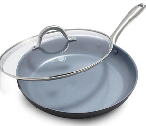 lot 10054 image: GreenPan Lima Hard Anodized Healthy Ceramic Nonstick 12 Frying Pan Skillet with Lid, PFAS-Free, Oven Safe, Gray