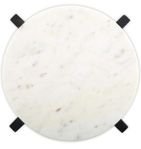 lot 10065 image: Santa Barbara Design Studio Table Sugar Round Marble Tray with Mango Wood Stand, 11-Inches, Charcoal