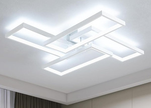 lot 10067 image: Modern LED Ceiling Light with Remote Control, White Dimmable Flush Mount Light Fixtures for Living Room, Dining Room, Windmill Shape 2648W