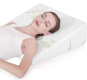 lot 10084 image: Wedge Pillow for Sleeping After Surgery 7.5 Bed Wedge Pillow with Memory Foam Top, Help with Acid Reflux Heartburn Snore Back Leg Knee Pain, Soft Comfortable, Breathable Durable, Bamboo Cooling Cover