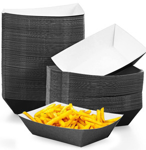 lot 10085 image: Yinkin 100 Pcs 0.25lb Paper Food Trays Boat Disposable Nacho Trays Kraft Paper Boat for Tacos Concession Halloween Christmas Party Supplies