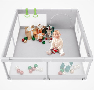 lot 10095 image: Baby Playpen, 50 x 50 inch Baby Playard, Travel Pack N Play, Pack and Play for Indoor & Outdoor, Playpen for Babies and Toddlers, Baby Fence Play Pen, with Soft Breathable Mesh, Grey