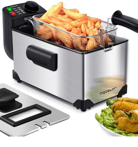 lot 10097 image: Aigostar Deep Fryer, Electric Deep Fat Fryers with Baskets, 3.2 QT Capacity Oil Frying Pot with Temperature Control & View Window, ETL Certificated, 1650W, Professional Style, Ushas