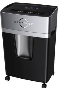 lot 10099 image: BONSEN 10-Sheet Super Quiet Micro-Cut Paper Shredder High Security Level P-558dB Ultra-Quiet30-Minutes Shredding Shreds Credit CardStaples, 5.3-Gallons Pullout Bin (S3106)