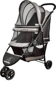 lot 10101 image: ROODO Escort 3 Wheel Pet Stroller, for Small Dogs and Cats, with Removable Liner Storage Basket & Cup Holder. Lightweight Pet Gear Foldable Jogger Travel System