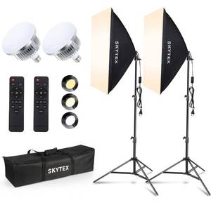 lot 10122 image: Skytex Softbox Lighting Kit(2Pack), 20x28in Soft Box  85W 2700-6400K E27 LED Bulb Continuous Photography Lighting, Photo Studio Lights Equipment for Camera Shooting, Video Recording