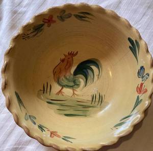 lot 12013 image: Rooster By HOME Serving Bowl Hand Painted 12.5