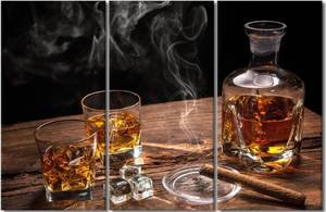 lot 12018 image: Framed Canvas Wall Art for Living Room Men Bedroom Brown Wine Whisky and Cigar Art Artwork Canvas Print Painting Posters Modern Decor Ready to Hang Bar Office Home Decorations, 42 Wx 28H