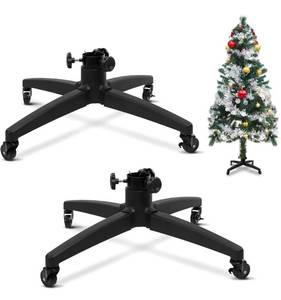 lot 12019 image: 2 Pcs Rolling Christmas Tree Stands for up to 9 Foot Artificial Trees Xmas Tree Stand Base with Wheels Black Artificial Christmas Tree Stand Base, Adjustable Legs, Locking Caster Wheels