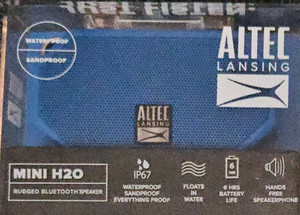 lot 12031 image: Altec Lansing Waterproof Sandproof Mini H20 Rugged Bluetooth Speaker IMW257-CB