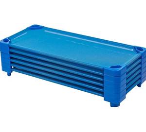 lot 27704 image: ECR4Kids Stackable Kiddie Cot, Ready-to-Assemble, Standard Size, Classroom Furniture, Blue, 6-Pack