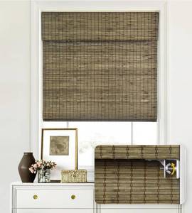 lot 27772 image: LazBlinds No Tools No Drill Cordless Bamboo Roman Shades, Privacy Window Treatment, Roll Up Bamboo Blinds for Window 21 W, Driftwood