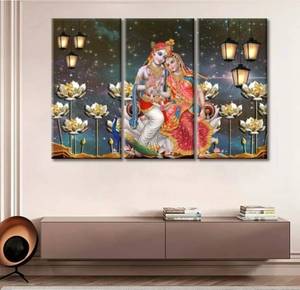 lot 27786 image: TUMOVO Radha Krishna Pictures for Bedroom Wall Decor Hindu Religious Culture Pictures Posters And Prints Artwork for Walls Multi Panel Wall Art Wooden Frame Home Decorations, 36x24 Inches