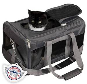 lot 35329 image: Sherpa Original Deluxe Travel Pet Carrier, Airline Approved - Charcoal Gray, Large
