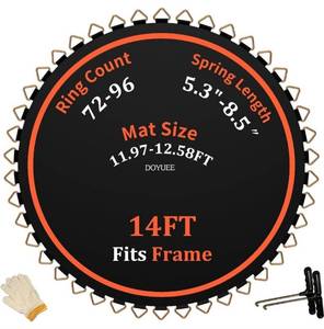 lot 35479 image: DOYUEE Trampoline Mat Replacement, Fits 14ft Trampline Frame, Jumping Mat with 7280848896 Rings for Choose, Fits 5.3-8.5 Springs, Mat Diameter 11.97ft-12.56ft, 14ft Trampoline Mat