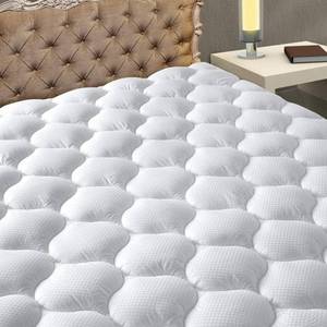 lot 217797 image: Bedding Quilted Fitted Full Mattress Pad Cooling Breathable Fluffy Soft Mattress Pad Stretches up to 18 Inch Deep, Full Size, White, Mattress Topper Mattress Protector