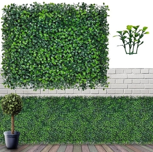 lot 12041 image: Artificial Grass Wall Backdrop Panels,16 X 12 in 12P(16 sqft) UV-Anti Greenery Boxwood Panels for Indoor Outdoor Green Wall Decor & Ivy Fence Covering Privacy
