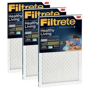 lot 10115 image: Filtrete Healthy Living Elite Allergen Reduction Filter MPR 2200 16x20x1 -3 PACK - Retail $89.95