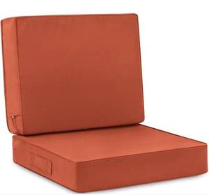 lot 10080 image: Outdoor Deep Seat Cushions Set, Waterproof Memory Foam Patio Furniture Cushions with Zipper for Outdoor Chair Sofa, 18 x 18, Burnt Orange, 2 Piece Set