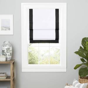 lot 1737 image: Exclusive Home Frontera 100% Blackout Roman Shade, 31x64, WhiteBlack