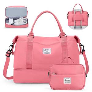 lot 1749 image: Travel Duffel Bag with Shoes Compartment, Shoulder Weekender Overnight Bag for Women,Travel Tote Bag Sports Gym Bag with Wet Pocket & Toiletry Bag,Coral Red