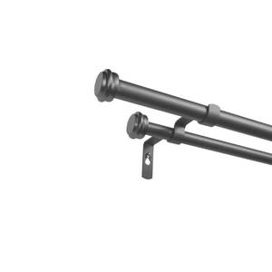 lot 1754 image: Exclusive Home Topper Double Curtain Rod and Finial Set, Gunmetal, 66-120
