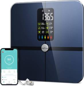 lot 1767 image: Body Fat Scale, Posture Extra Large Display Digital Bathroom Wireless Weight Scale Composition Analyzer with Heart Rate Heart Index & Body Shape Index with Free APP 400Lb Black. COVER FOR BATTERIES MISSING