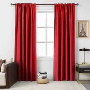 lot 1769 image: DUALIFE Red Blackout Curtains for Living Room - 96 Inch Length Rod Pocket Thermal Insulated Room Darkening Energy Saving Soundproof Curtains for Bedroom Set of 2 Panels (Red 54x96)