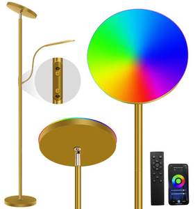 lot 1782 image: Smart LED Floor Lamp, 67 Color Changing RGB Floor Lamps with Reading Light, Mood Lighting Corner Lamps with Remote & App Control, Gold Standing Tall Pole Lamp for Living Room Bedroom Office Party
