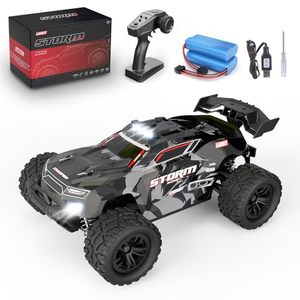 lot 1789 image: LARVEY 118 Scale 40KMH 4WD Off-Road High Speed Remote Control Car, All Terrains Remote Control Truck with LED Lights, rc Cars for Boys Age 8-12,7.4 volts