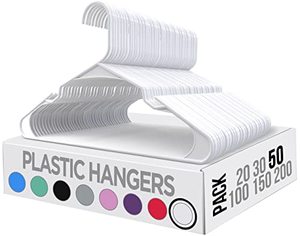lot 1793 image: Utopia Home Clothes Hangers Pack of 36 - Plastic Hangers Space Saving - Durable Coat Hanger with Shoulder Grooves (White)