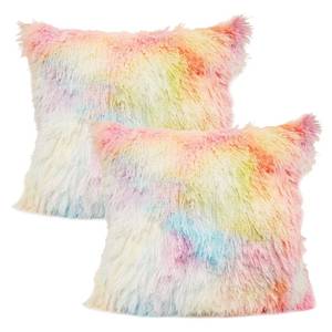 lot 1799 image: YOUR SMILE Pack of 2, Decorative New Luxury Series Colourful Faux Fur Fluffy Throw Pillow Case Fuzzy Cushion Cover(18x18,Orange)